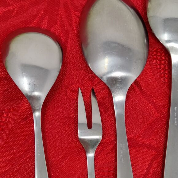 6 Stainless Steel Serving Pieces Floret by Easterling Tuscan Ware Flatware - Picture 10 of 12